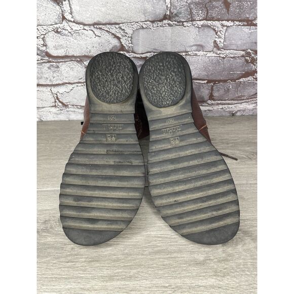 Hin Rui VTG Brown Leather Ankle Boots Rope Laces Side Zip Women 8.5M US/39EU 250 - Picture 7 of 16